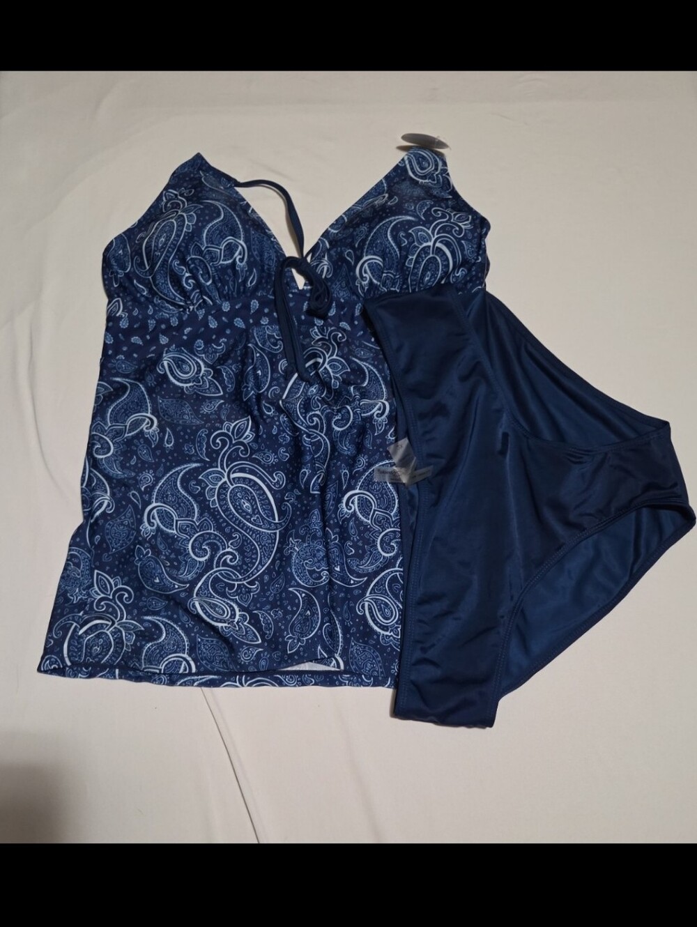 New bobbie brooks women's 2X blue paisley bathing suit #14